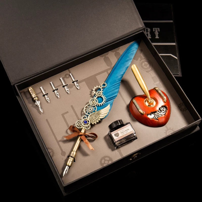 Harry Potter Quill Pen Vintage Feather Dip Pen Gift Set