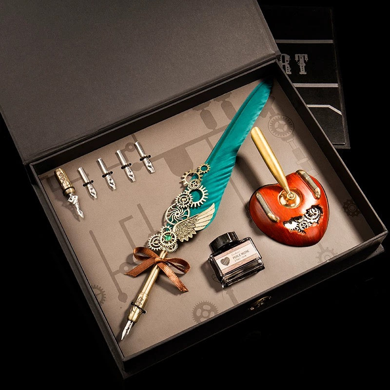 Harry Potter Quill Pen Vintage Feather Dip Pen Gift Set