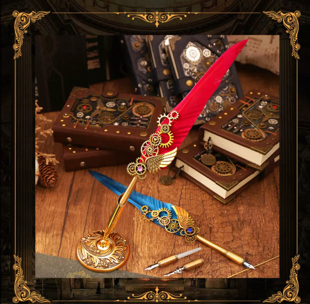 Harry Potter Quill Pen Vintage Feather Dip Pen Gift Set