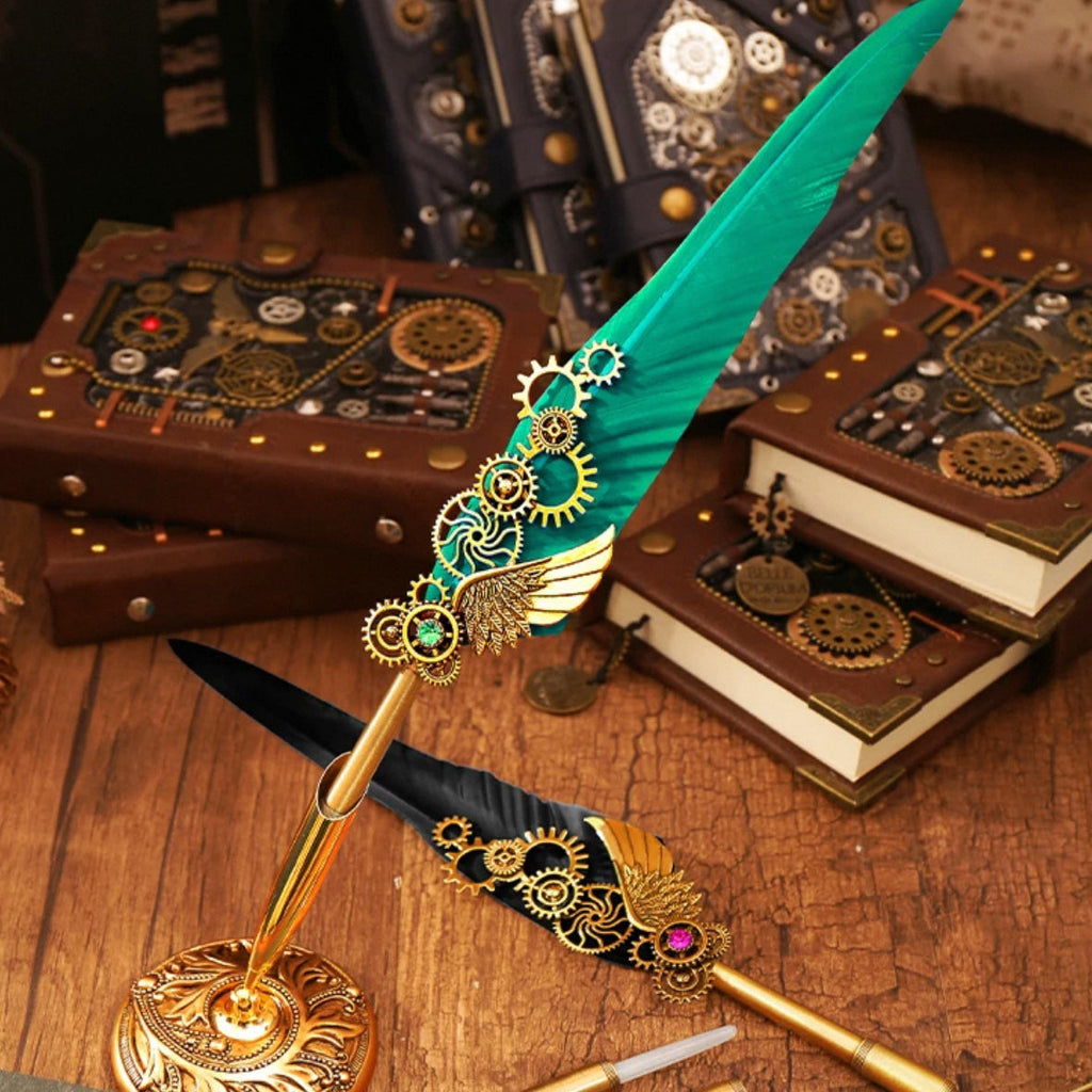 Harry Potter Quill Pen Vintage Feather Dip Pen Gift Set
