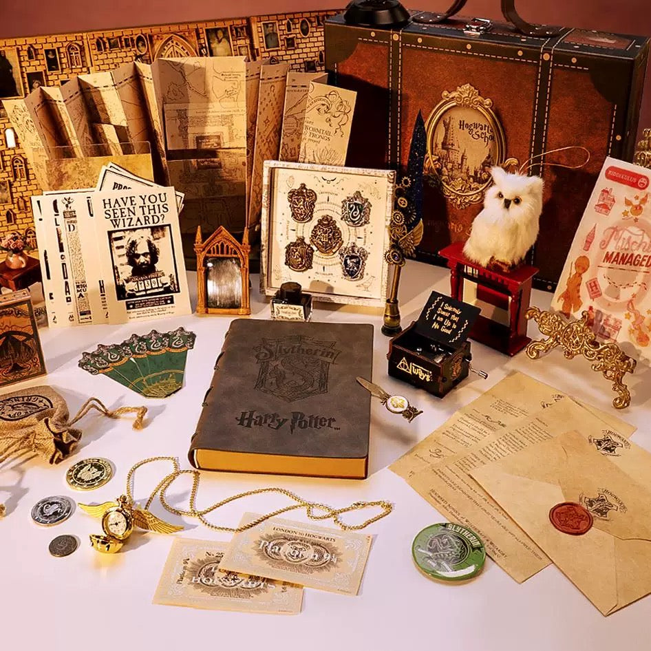 Harry Potter Themed Suitcase Birthday Notebook Quill Wand Gift Box