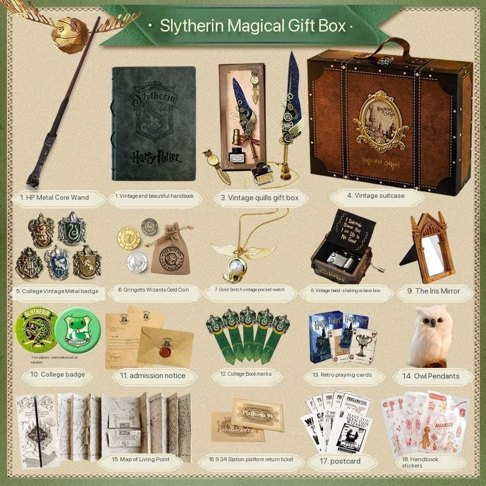 Harry Potter Themed Suitcase Birthday Notebook Quill Wand Gift Box