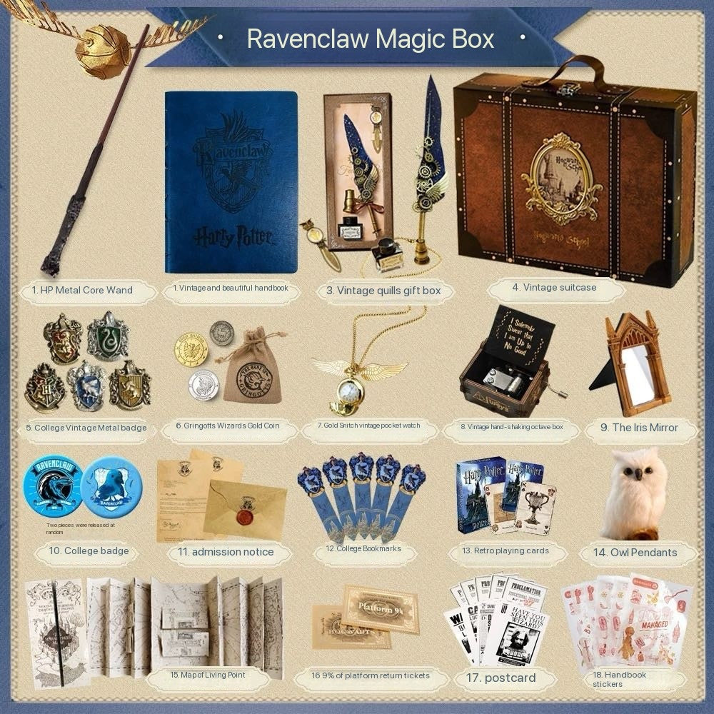 Harry Potter Themed Suitcase Birthday Notebook Quill Wand Gift Box
