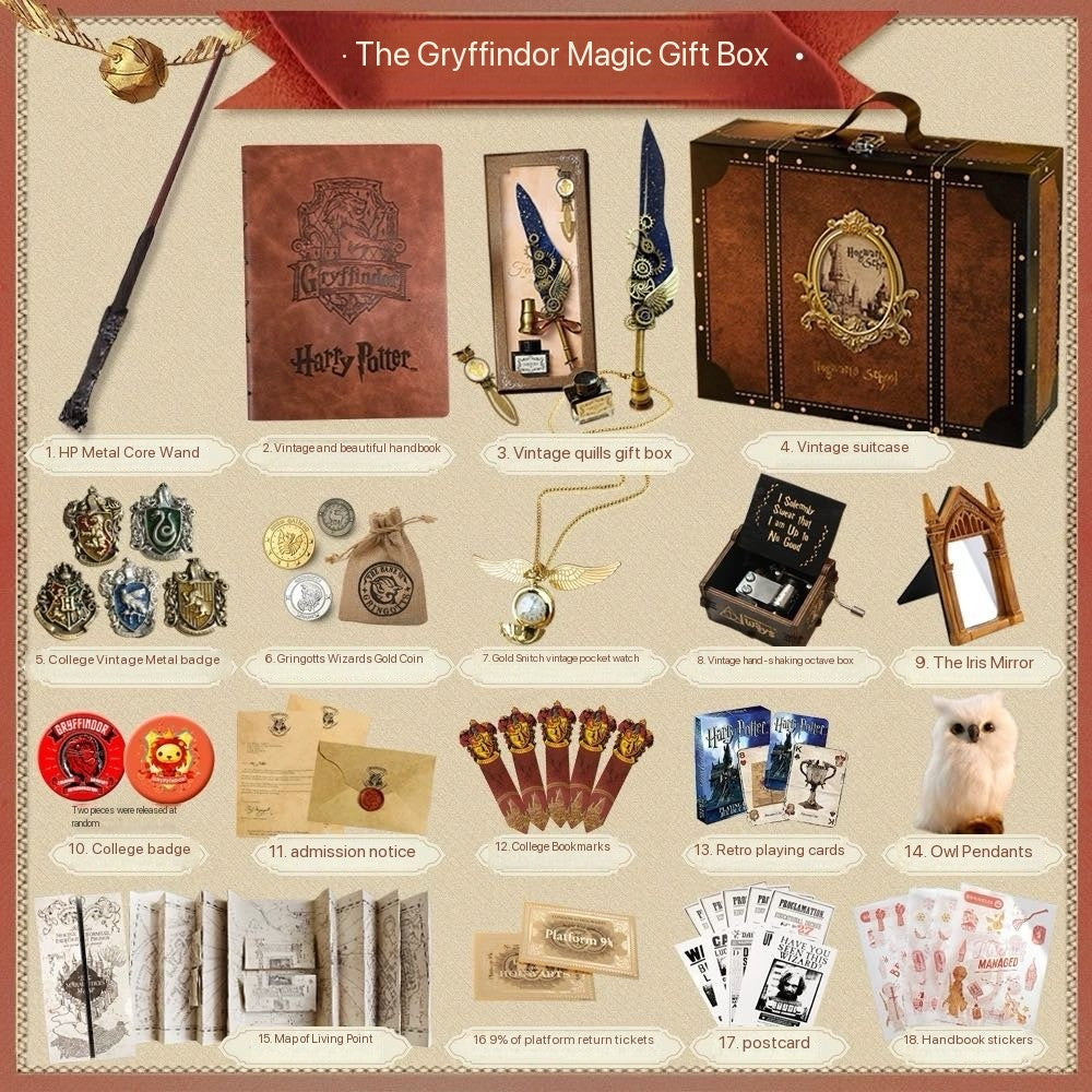 Harry Potter Themed Suitcase Birthday Notebook Quill Wand Gift Box