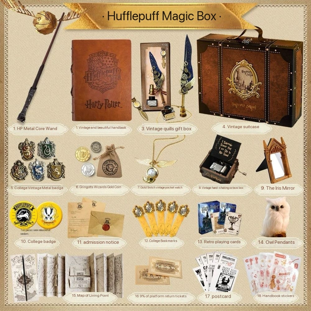 Harry Potter Themed Suitcase Birthday Notebook Quill Wand Gift Box