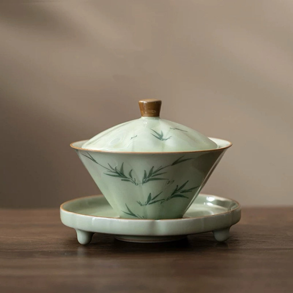 Hand-Painted Glazed Cover Bowl Tea Cup 130ml