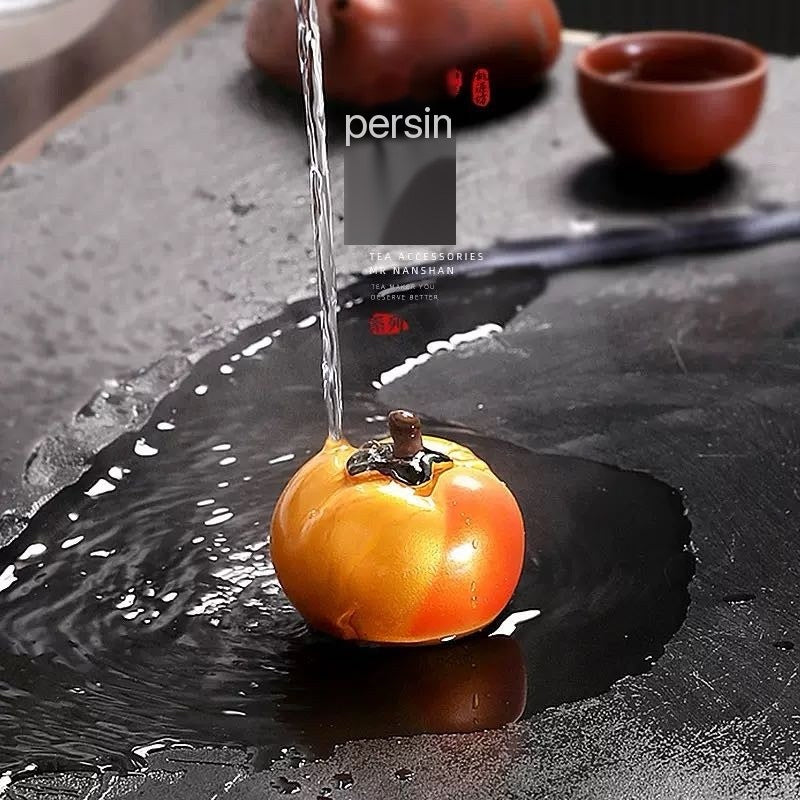 Good Fortune Persimmon Color-Changing Tea Pet Ornament