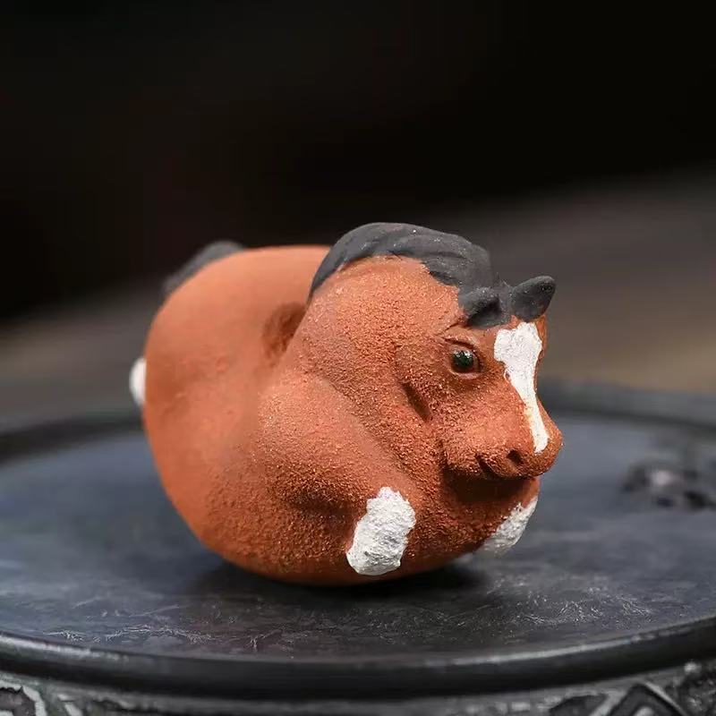 Tang Dynasty Horse Handmade Wobbler Zisha Tea Pet