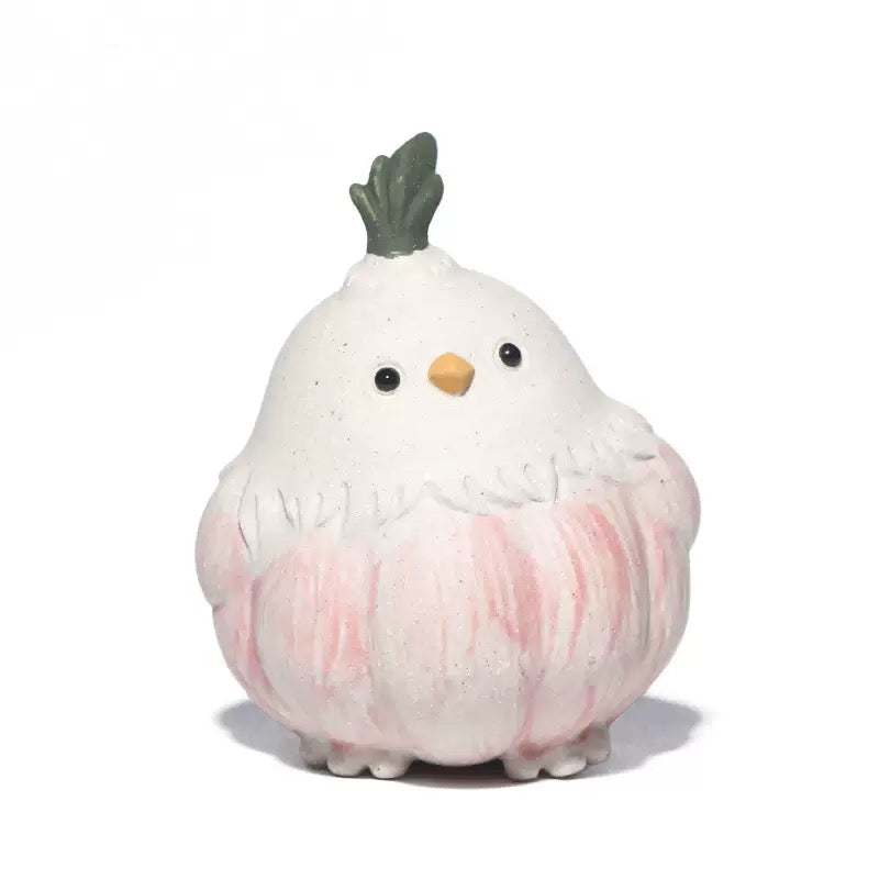 Yixing Zisha Tea Pet Garlic Bird Handcrafted Sculpture Ornament