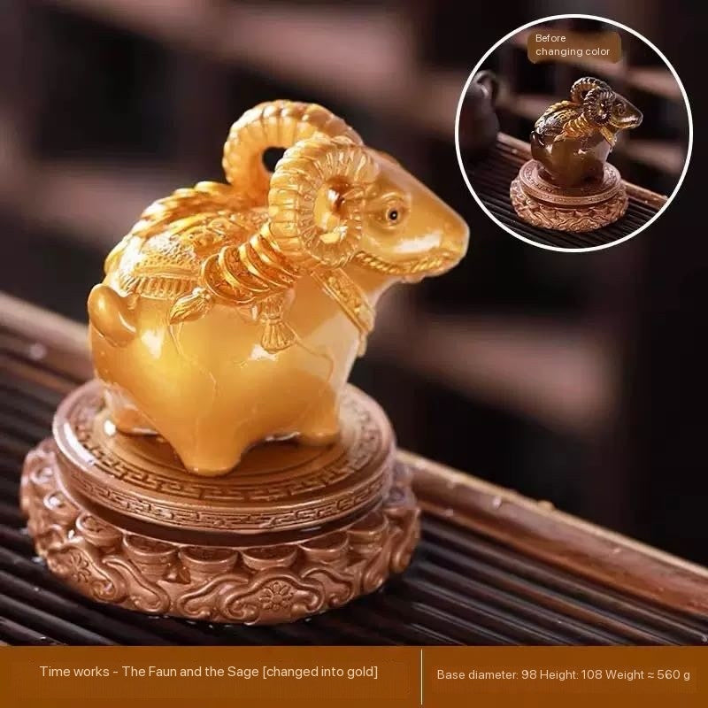 Auspicious Fortune Goat Color-Changing Tea Pet Ornament