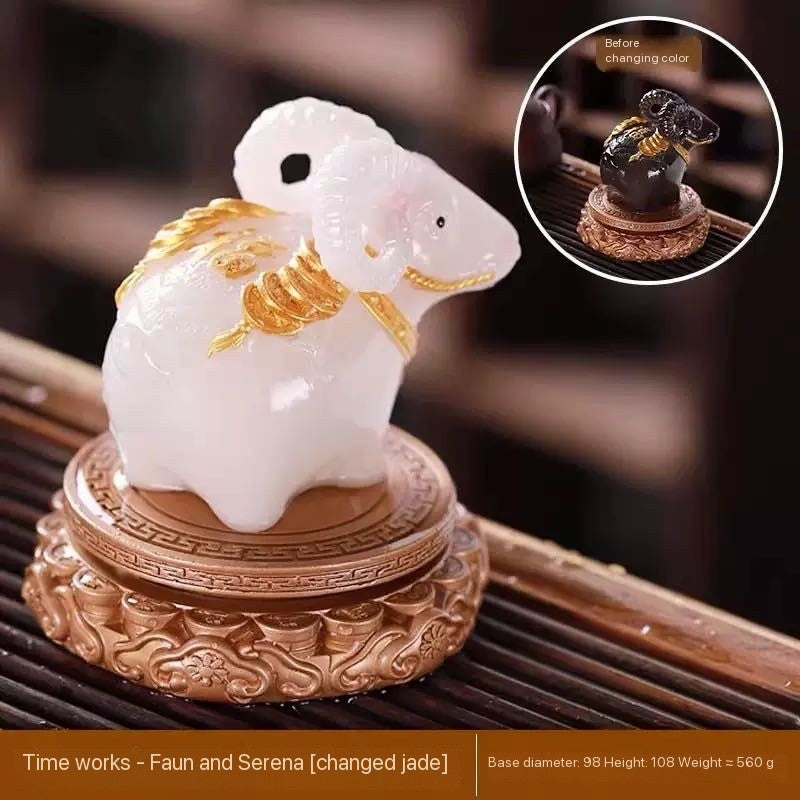 Auspicious Fortune Goat Color-Changing Tea Pet Ornament