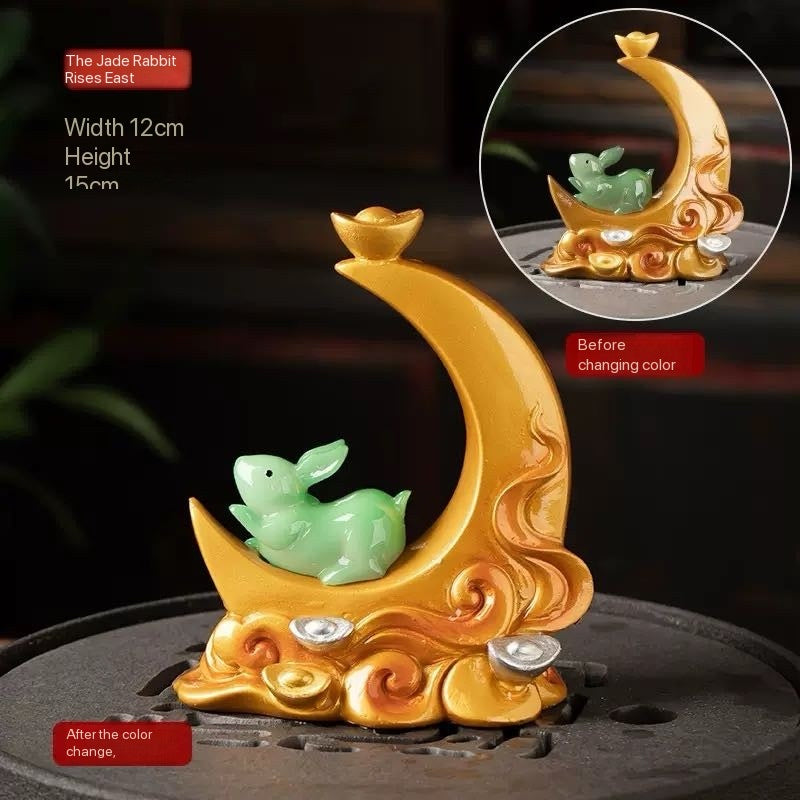 Jade Rabbit Ascending Zodiac Rabbit Color-Changing Tea Pet Ornament