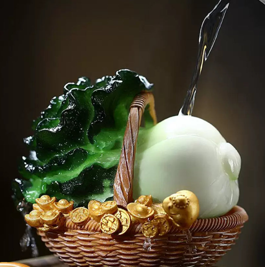 Auspicious Fortune Cabbage Color-Changing Tea Pet Ornament