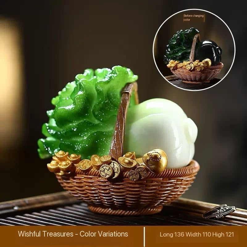Auspicious Fortune Cabbage Color-Changing Tea Pet Ornament