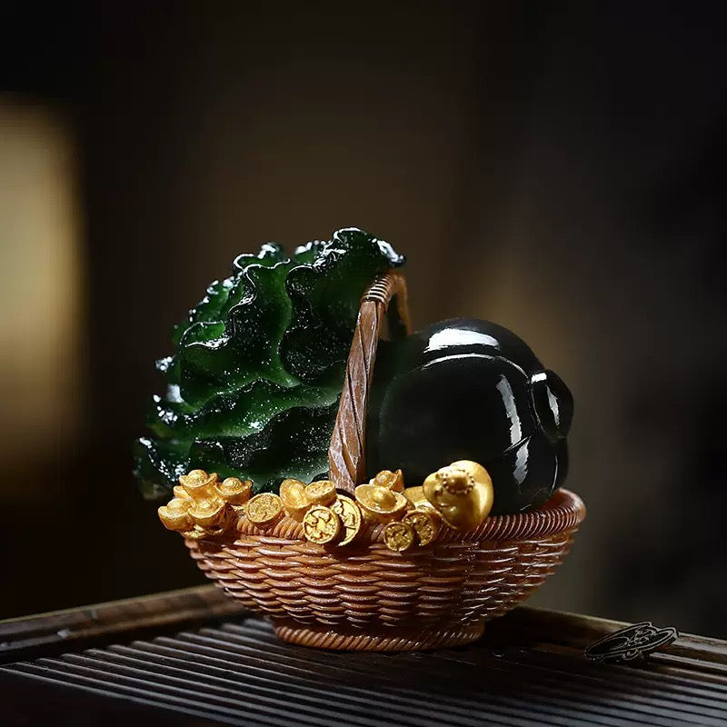 Auspicious Fortune Cabbage Color-Changing Tea Pet Ornament