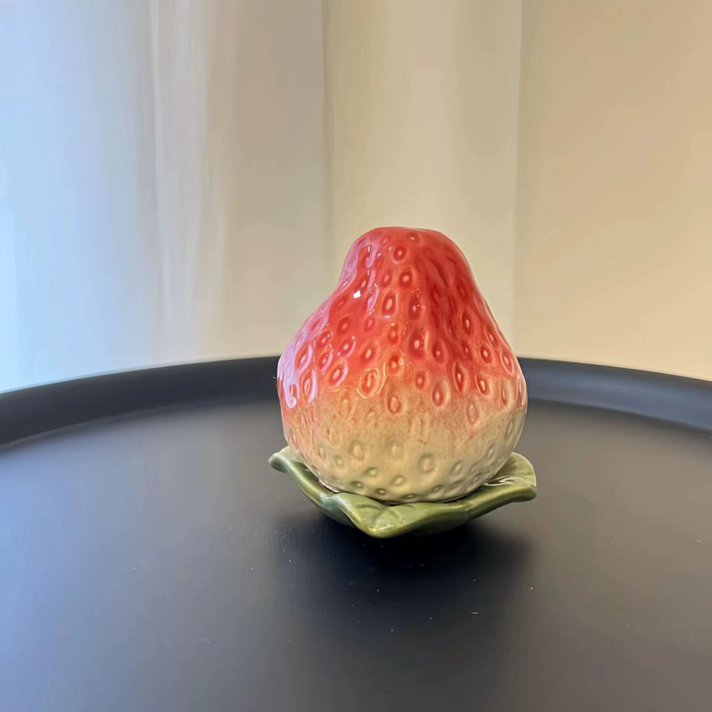 Strawberry Ceramic Storage Canister – Aesthetic Food-Grade Tea/Coffee Container with Airtight Seal
