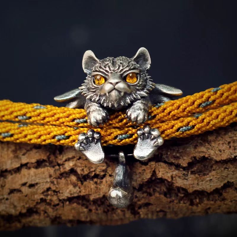 Pure Sliver Pendent Bracelet  “Heart of the Brave Tiger”