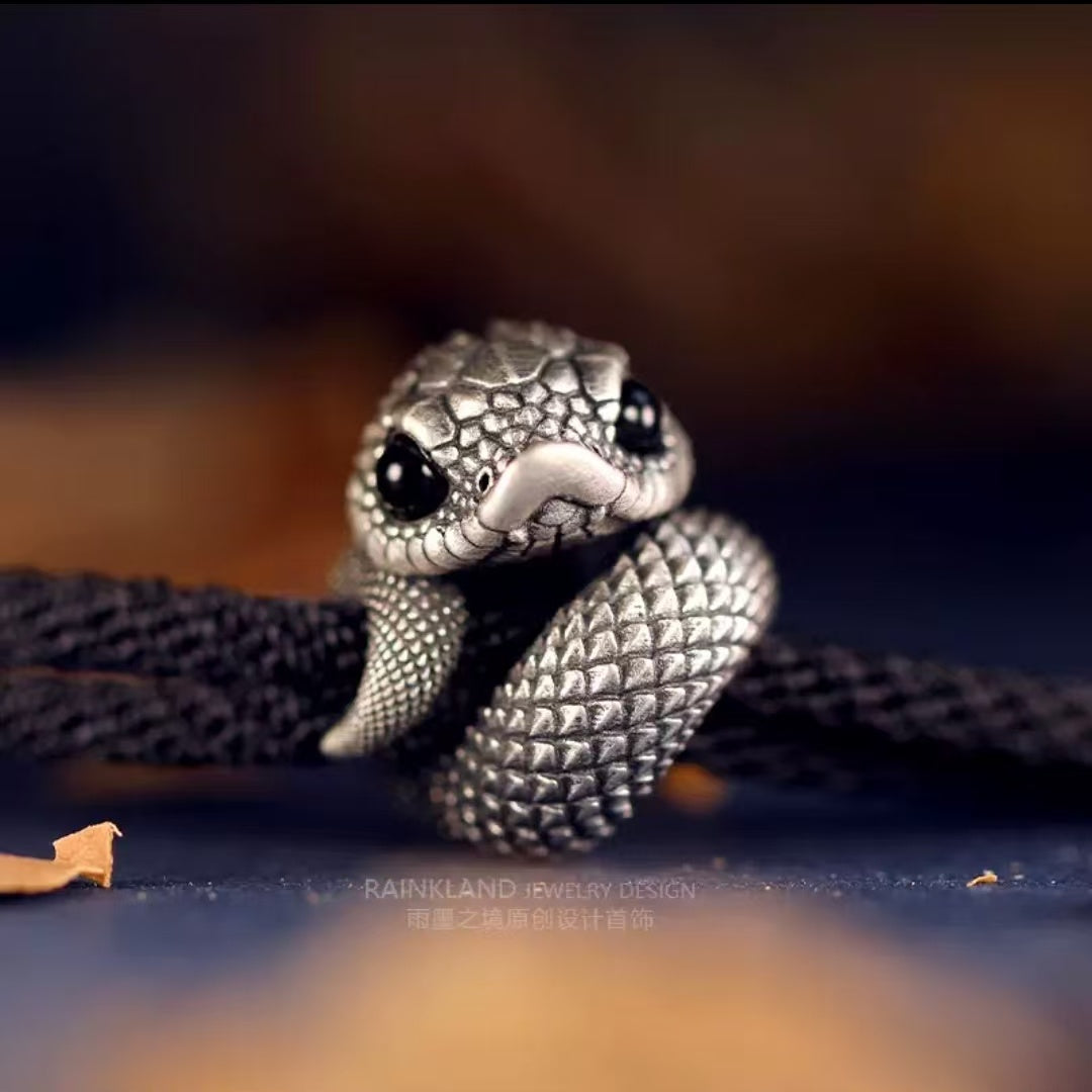 "Serpent's Fortune" Pure Silver Zodiac Bracelet – Sterling Silver Snake Year Red String Jewelry