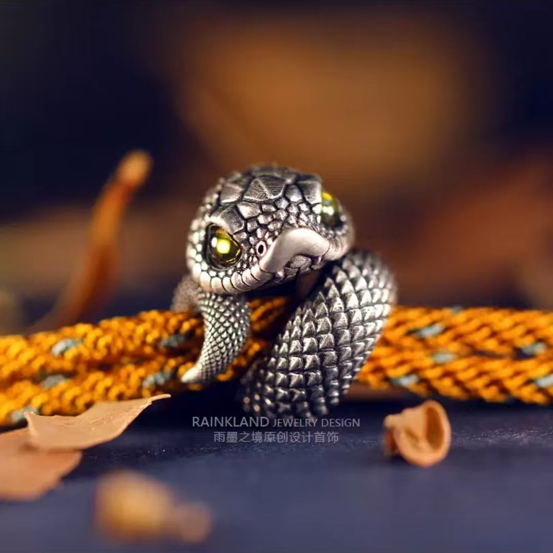 "Serpent's Fortune" Pure Silver Zodiac Bracelet – Sterling Silver Snake Year Red String Jewelry