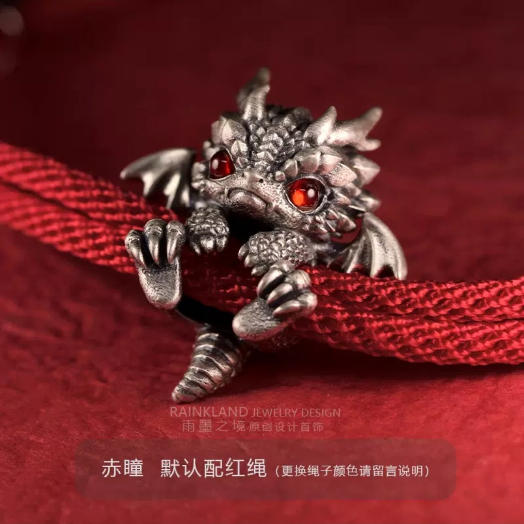 "Dragon's Protection" Pure Silver Zodiac Bracelet – Sterling Silver Snake Year Red String Jewelry
