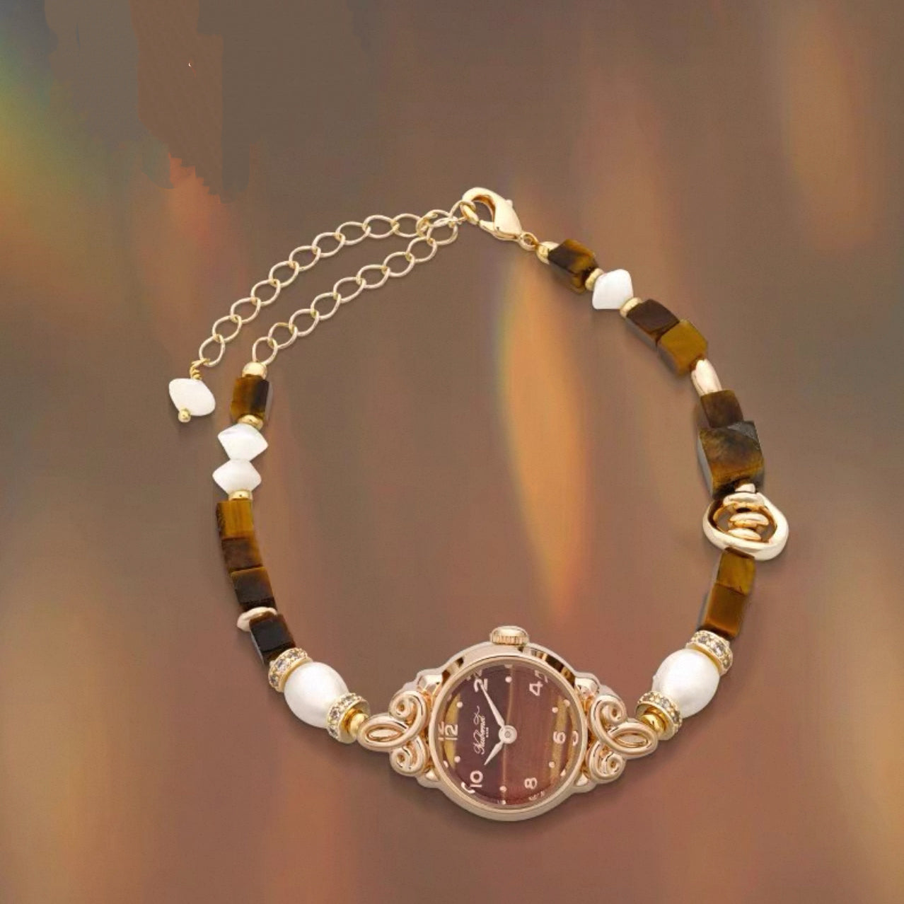Fortune-Attracting Tiger's Eye Bracelet Watch