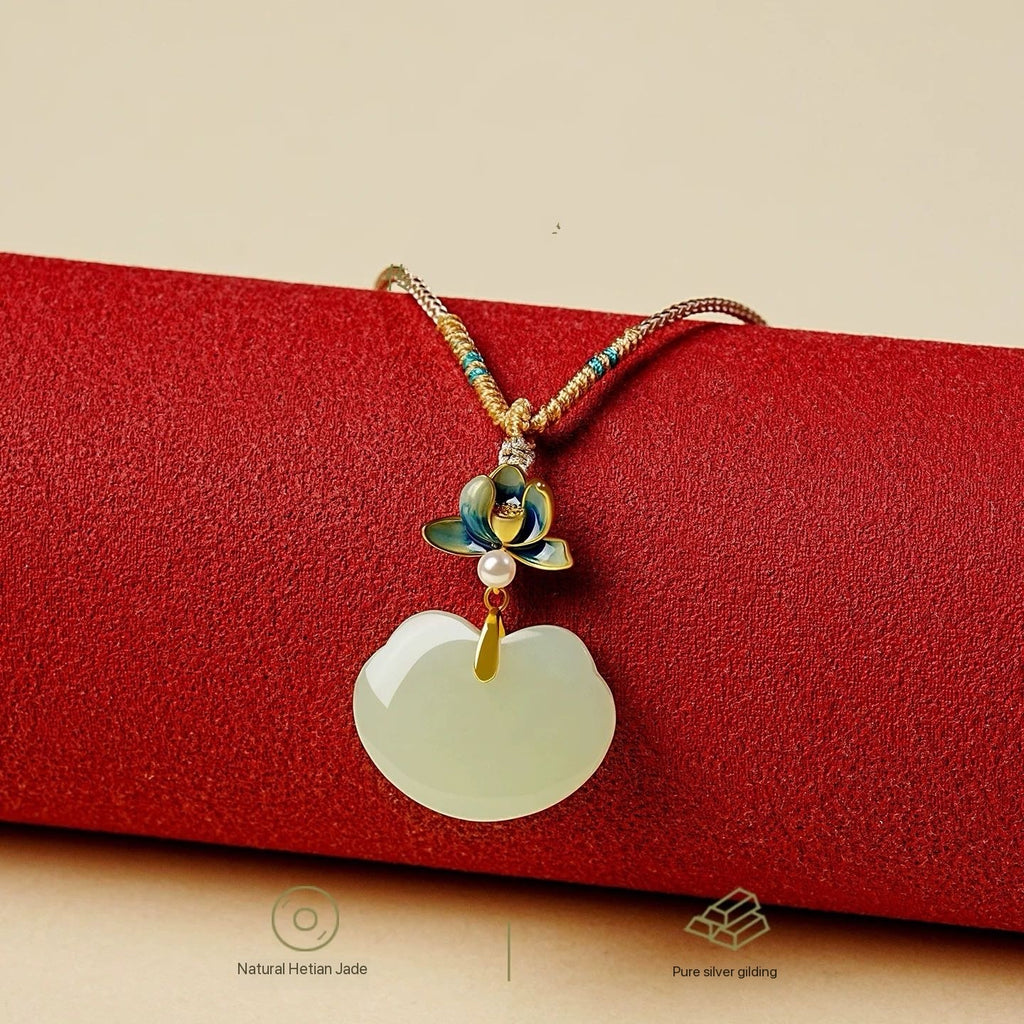 Hetian Jade Safety Lock Pendant