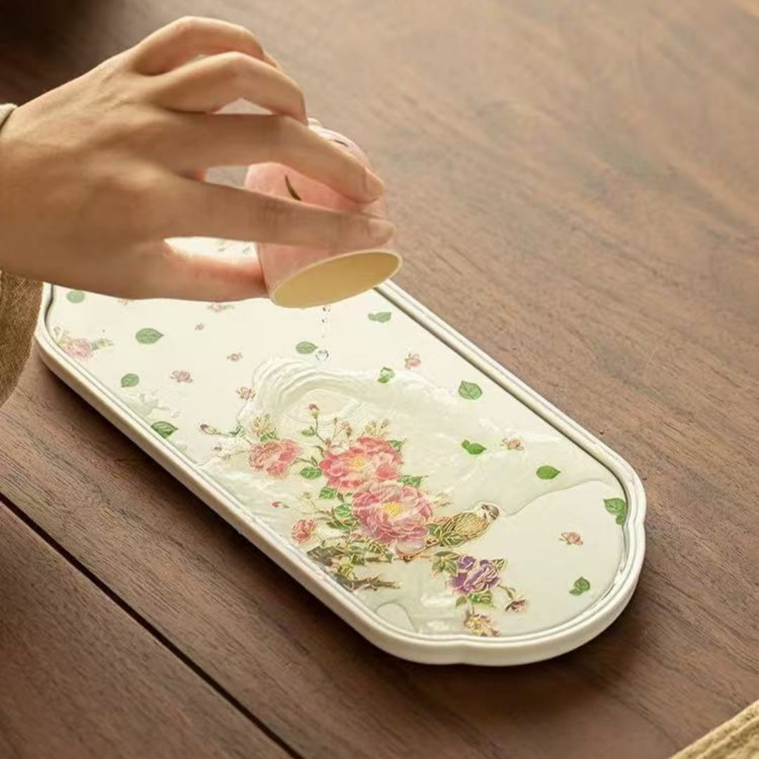 Color-Changing Purple Flower Absorbent Tea Tray
