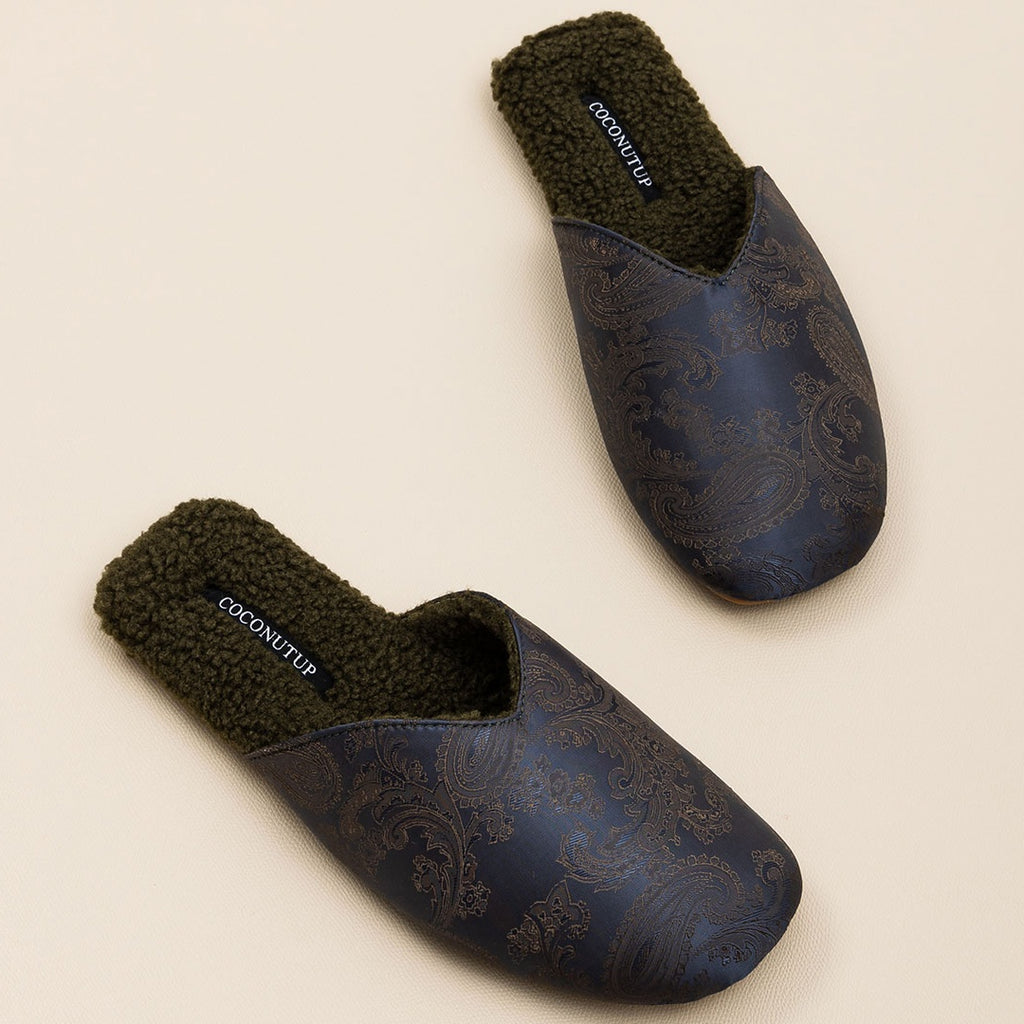 Luxury Velvet-Lined House Shoes with Camel Wool & Anti-Slip Sole
