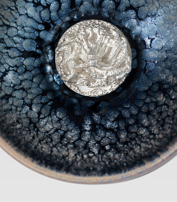 Premium 999 Pure Silver and 24K Gold Gilded Dragon Tea Set