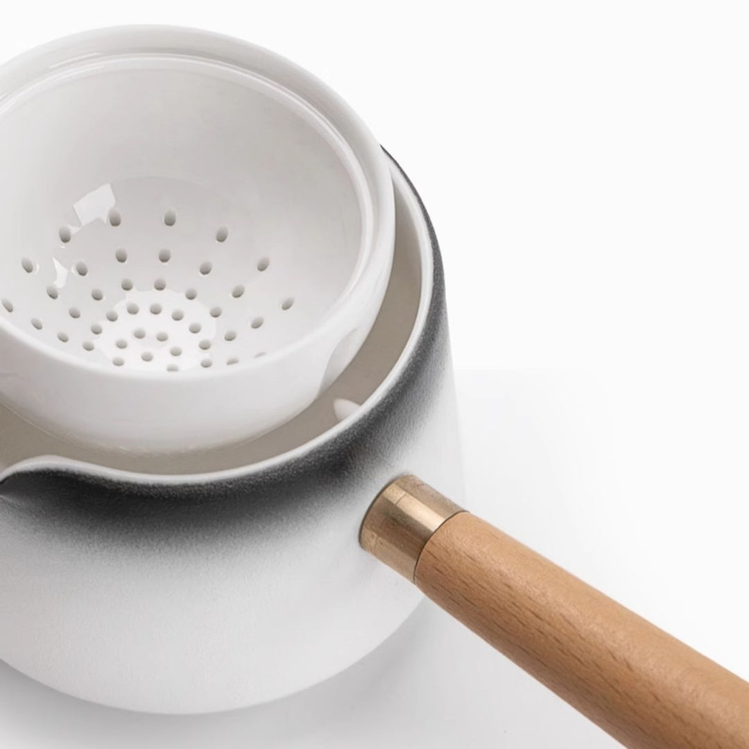 Rotating Auto-Brew Teapot(For Tea Balls) - Premium Ceramic Gongfu Tea Maker with 360° Swivel Base