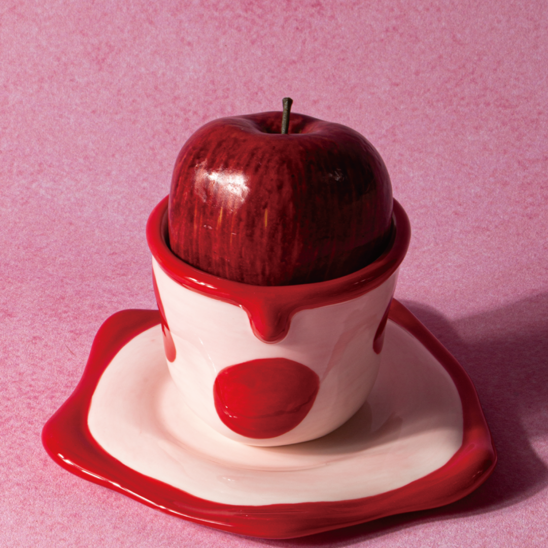 Hand-Painted Ceramic Mug - Cute Ins-Style Color Block & Polka Dot Design