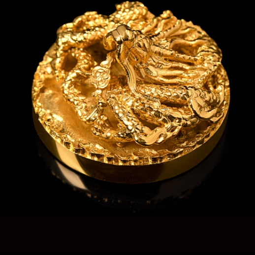 Premium 999 Pure Silver and 24K Gold Gilded Dragon Tea Set