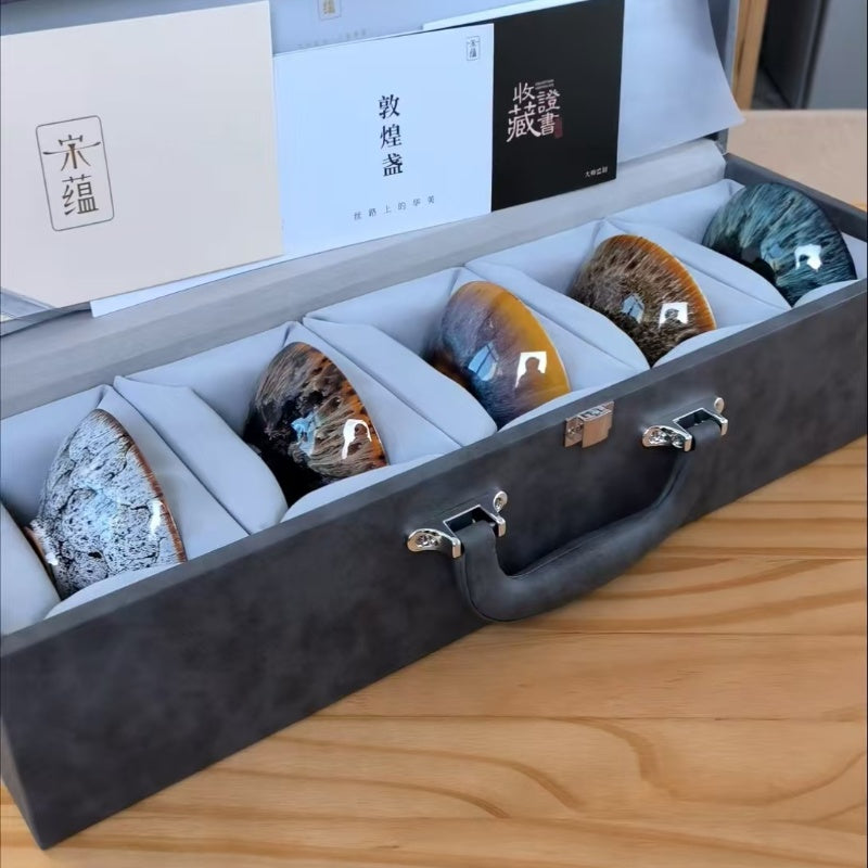 Dunhuang Jian Zhan Tea Cup Personal Exclusive High-End Master Cup Gift set Chinese Style tea bowl Tea Set Gift Box
