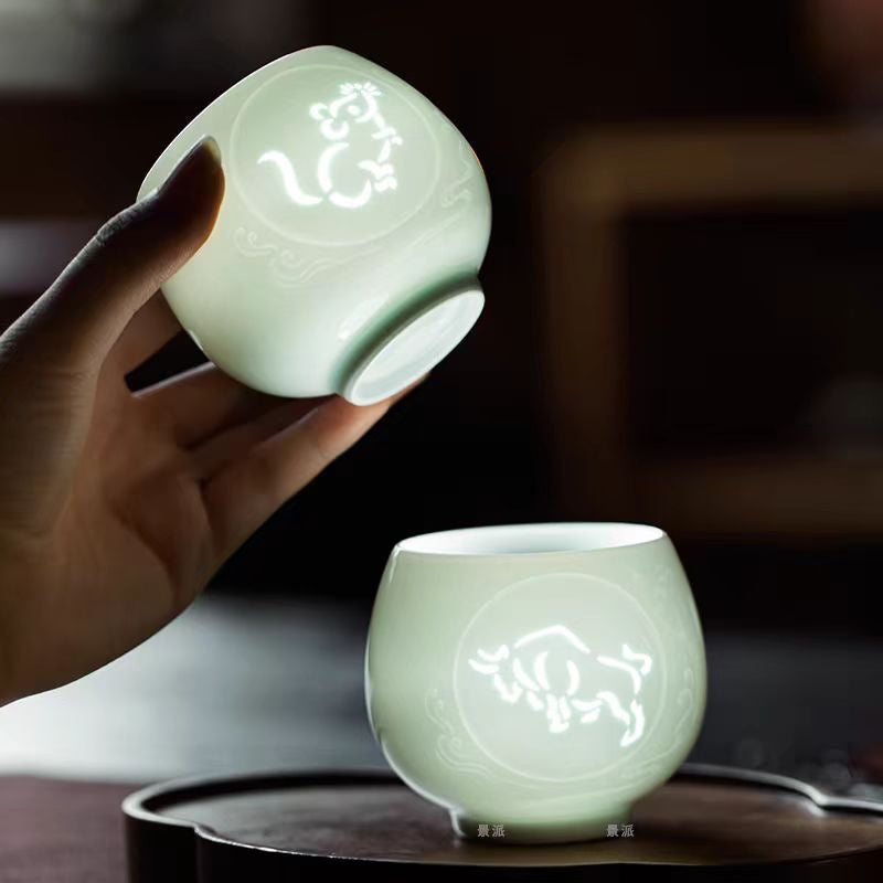 Twelve Zodiac Linglong Master Cups 135ml High End Master Cup Ceramic Tea Bowl Personalized For Women Exquisite