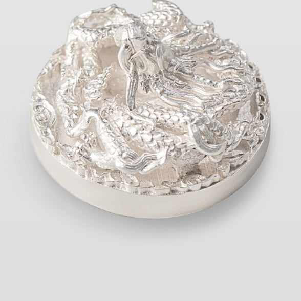 Premium 999 Pure Silver and 24K Gold Gilded Dragon Tea Set