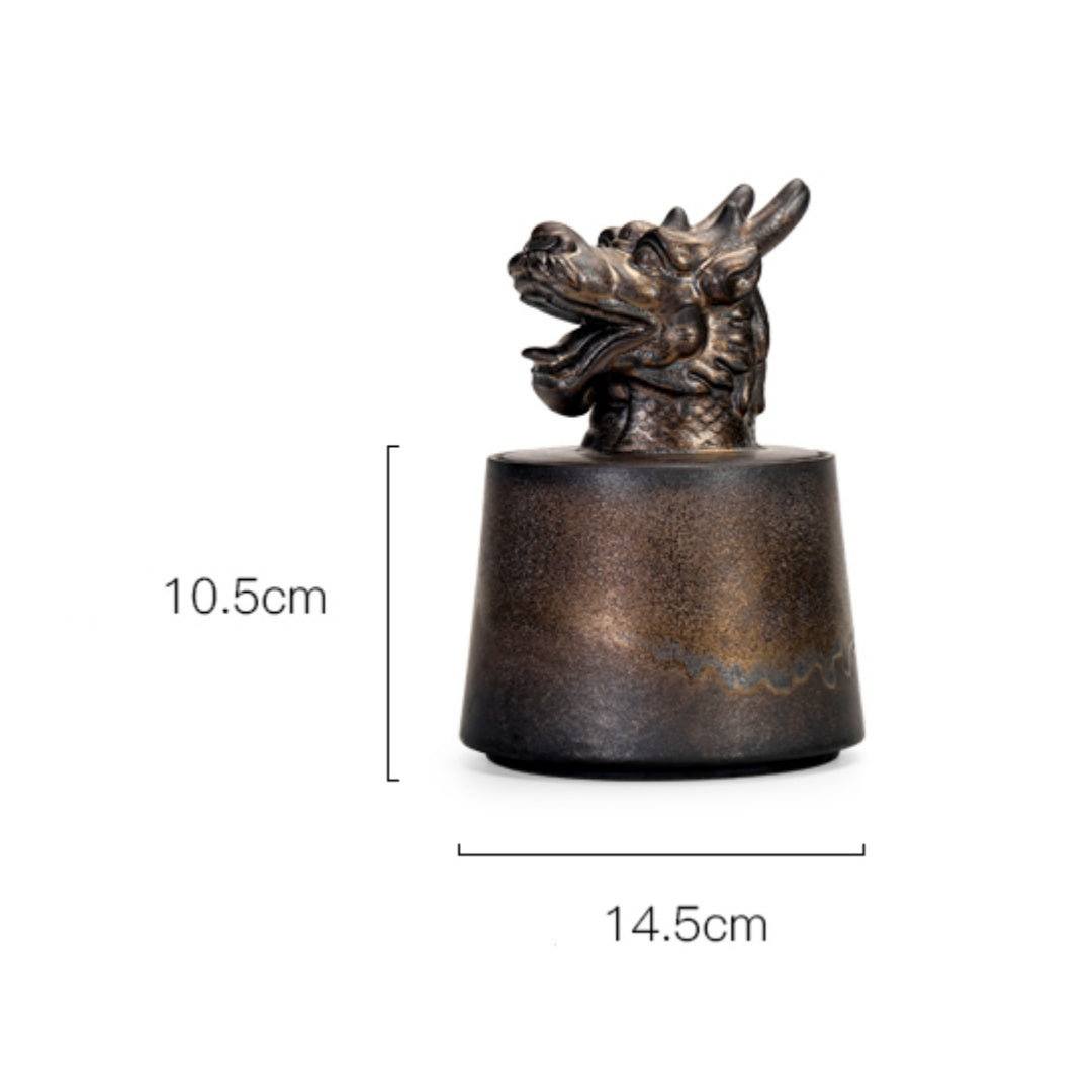 Gilded Zodiac Tea Caddy - 12 Chinese Animal Sign Ceramic Storage Jar