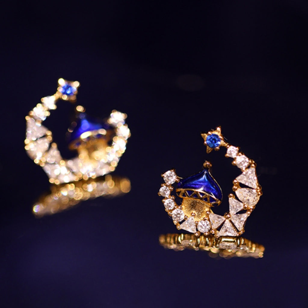 Moon Castle Retro-inspired Royal-style Elegant Silver Gold-plated Earrings