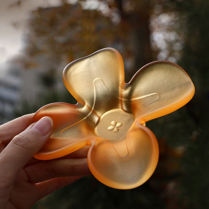 Autumn Fragrance Ancient Glass Osmanthus Tea Cup and Coaster Set