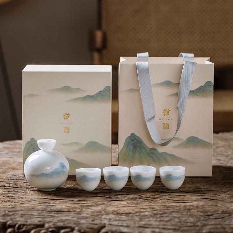 Blue Print Oriental Jingdezhen Liquor Set
