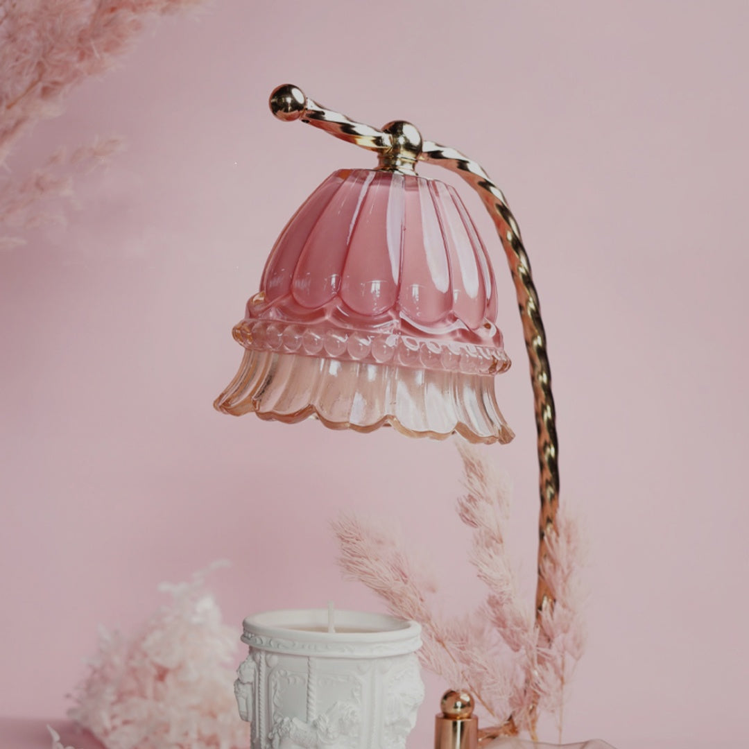Pink Lily of the Valley Aroma Wax Melter with Temperature Control and Auto Shut-off Retro Romantic Scented Lamp