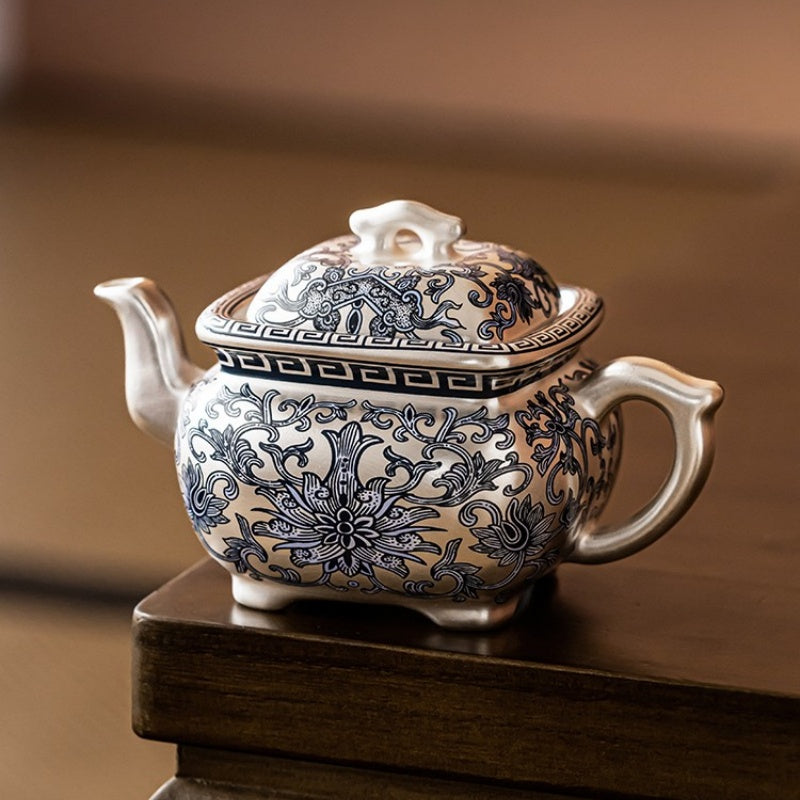 Exquisite and Luxurious 999 Pure Silver Gilded Traditional Chinese Tea Set