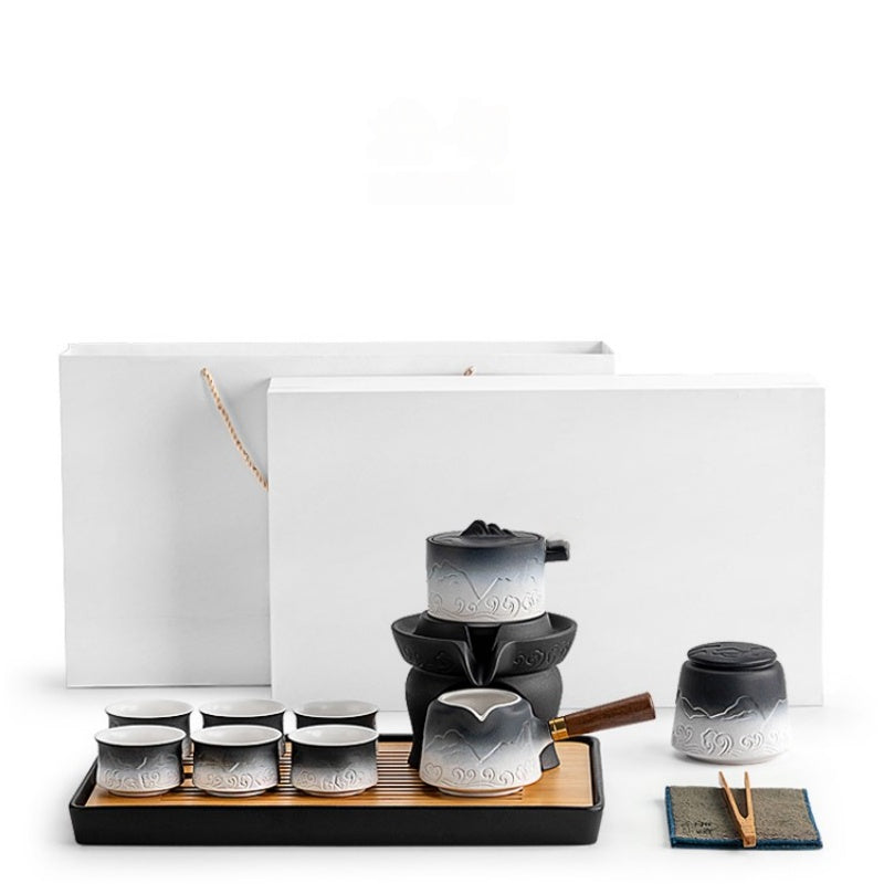 Premium White Sand Glaze Automatic Chinese Gongfu Tea Set