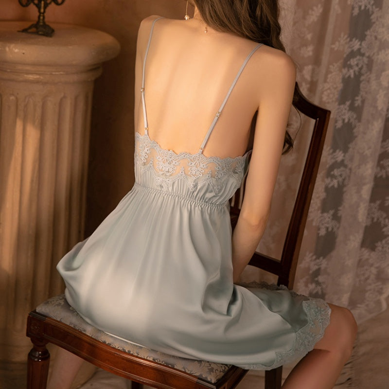 Sky Blue Lace Camisole Nightgown