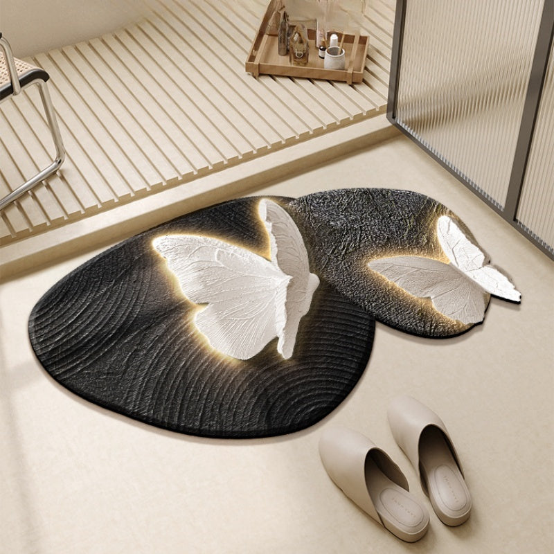 Vintage Elegance Butterfly Algae Mud Bathroom Absorbent Mat
