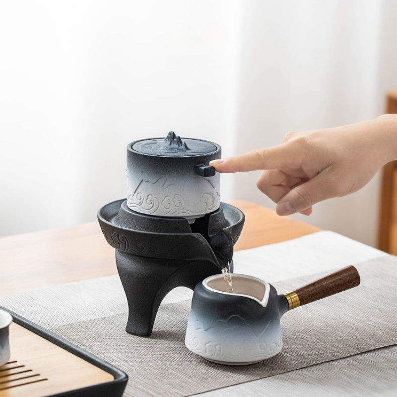 Premium White Sand Glaze Automatic Chinese Gongfu Tea Set