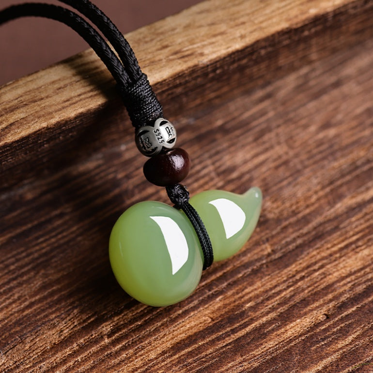Natural Hetian Jade Gourd Pendant Necklace