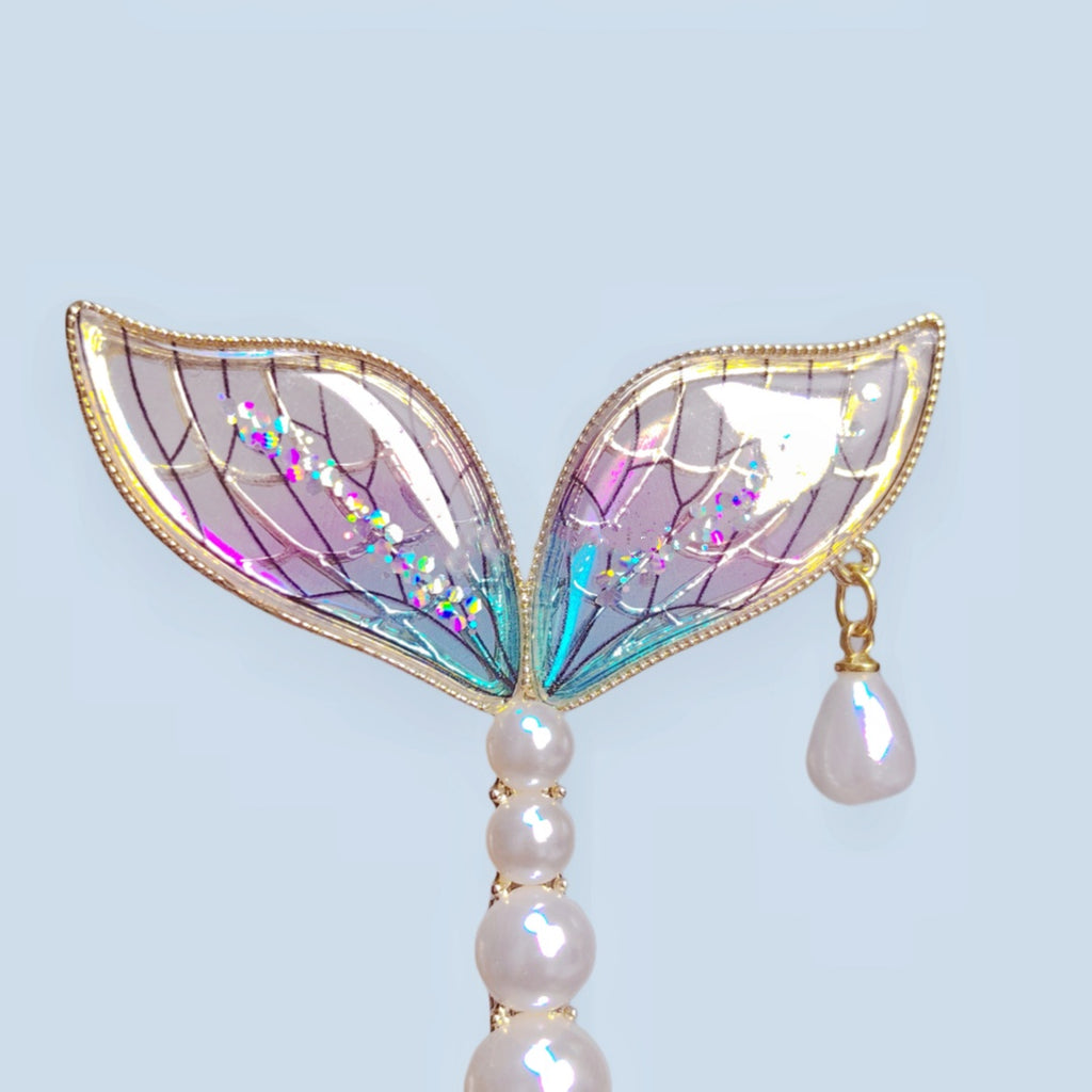 Exquisite Mermaid Tail Hairpin with Blue-Purple Tassels