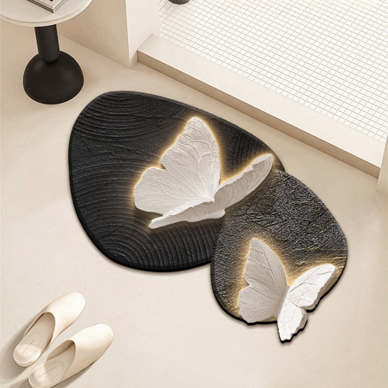 Vintage Elegance Butterfly Algae Mud Bathroom Absorbent Mat