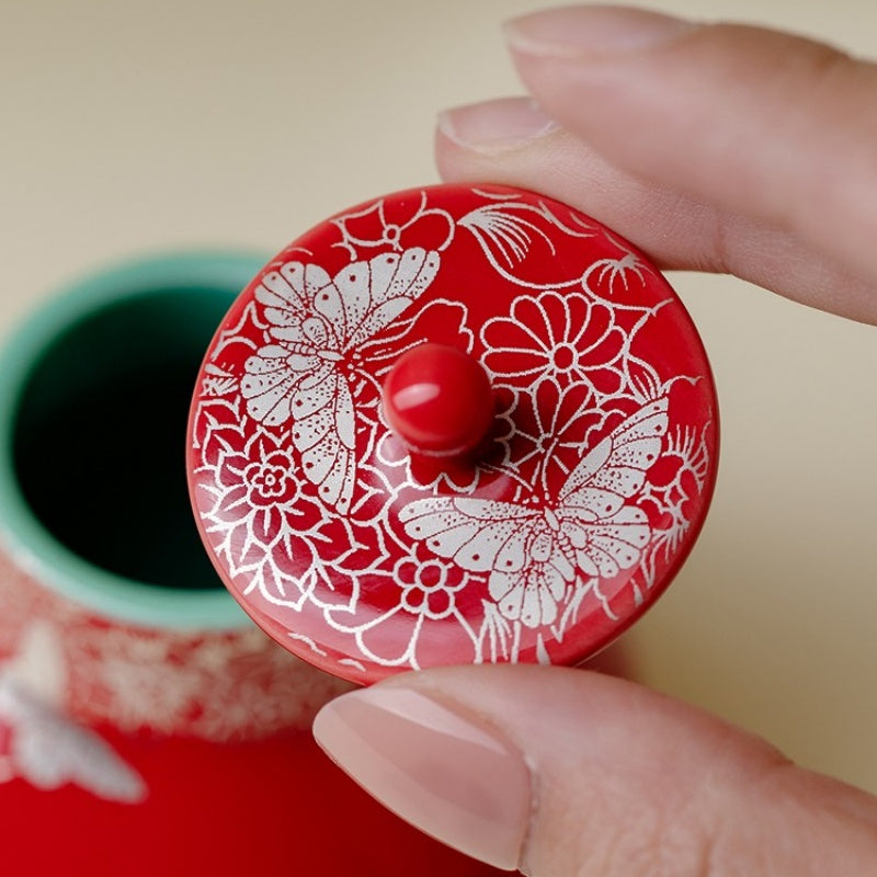 Elegant Butterfly Ceramic Tea Caddy
