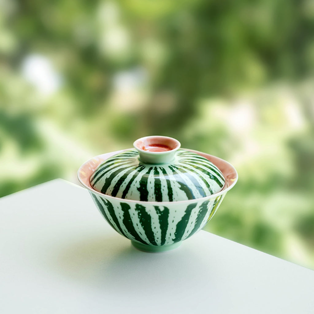 Watermelon Gaiwan Playful Ceramic Gaiwan with Fruit-Inspired Design